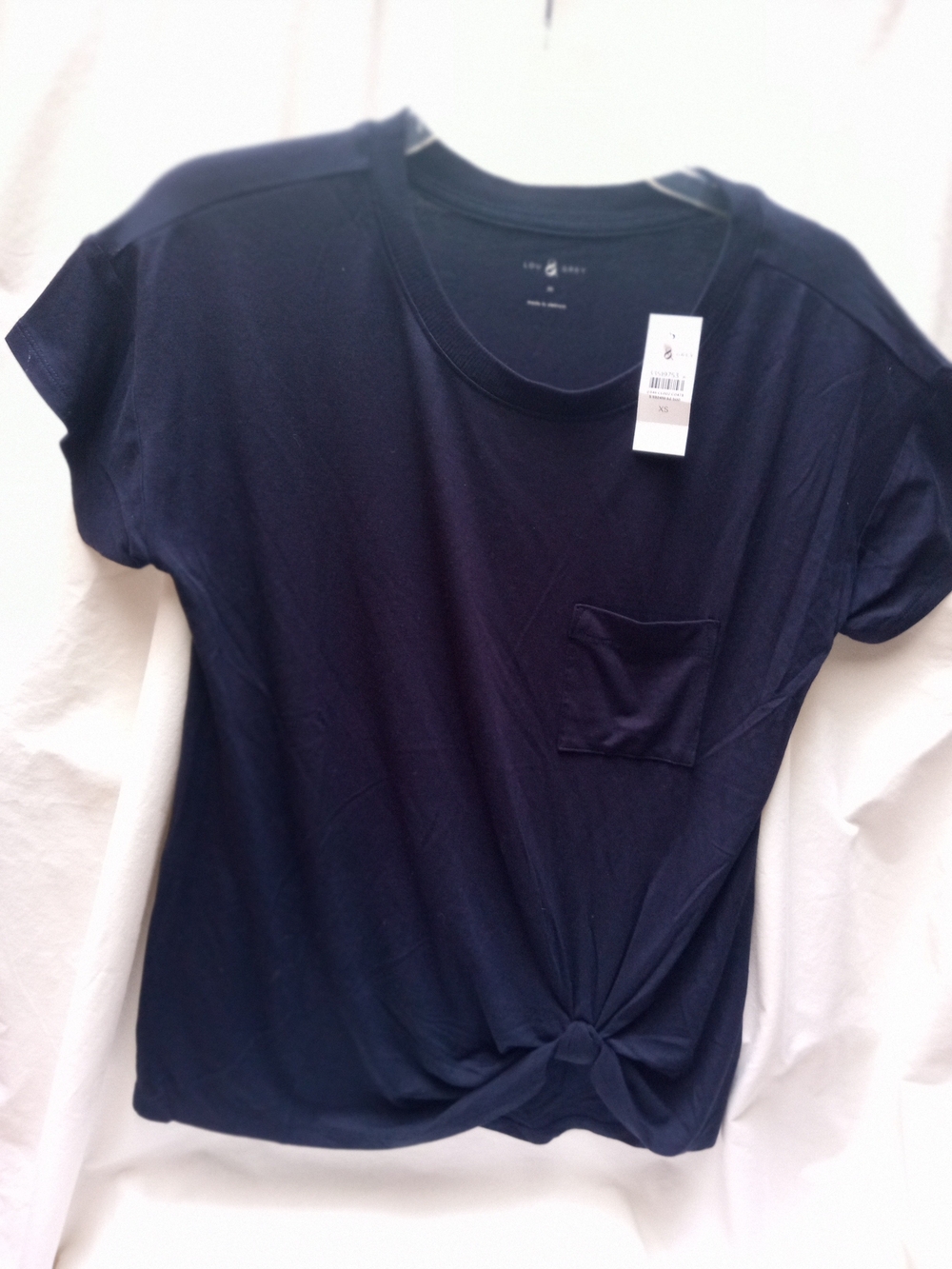 Lou & Grey Classic Black Knot-Front Pocket Tee
